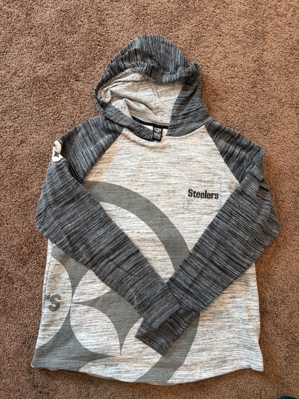 NFL Pittsburgh Steelers Heather Gray and Charcoal Team Hoodie